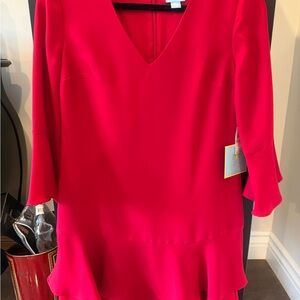 CeCe Bold Red Long Sleeve Dress